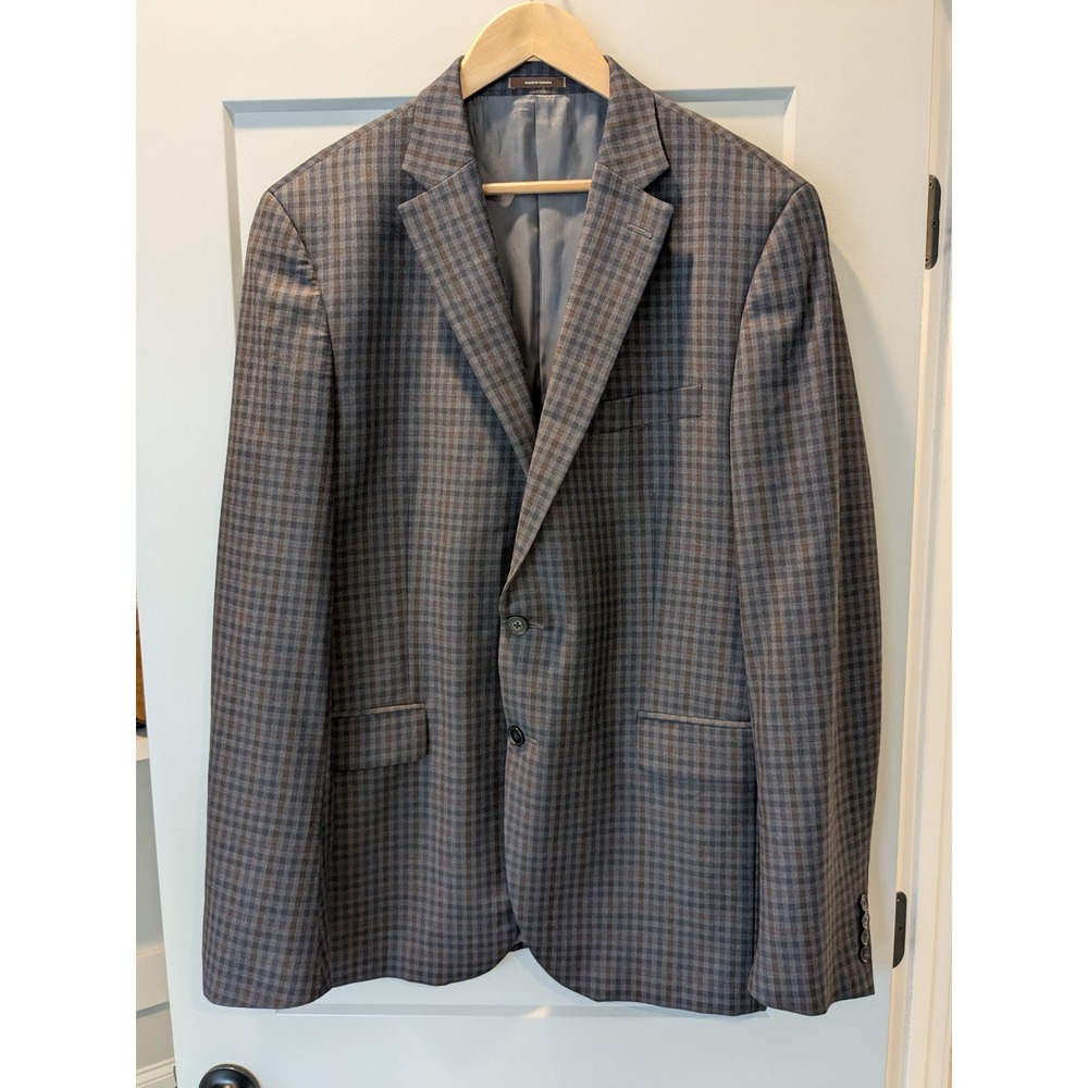 Peter Millar Mens Plaid Blazer Sport Coat Jacket 44T Navy Brown Wool